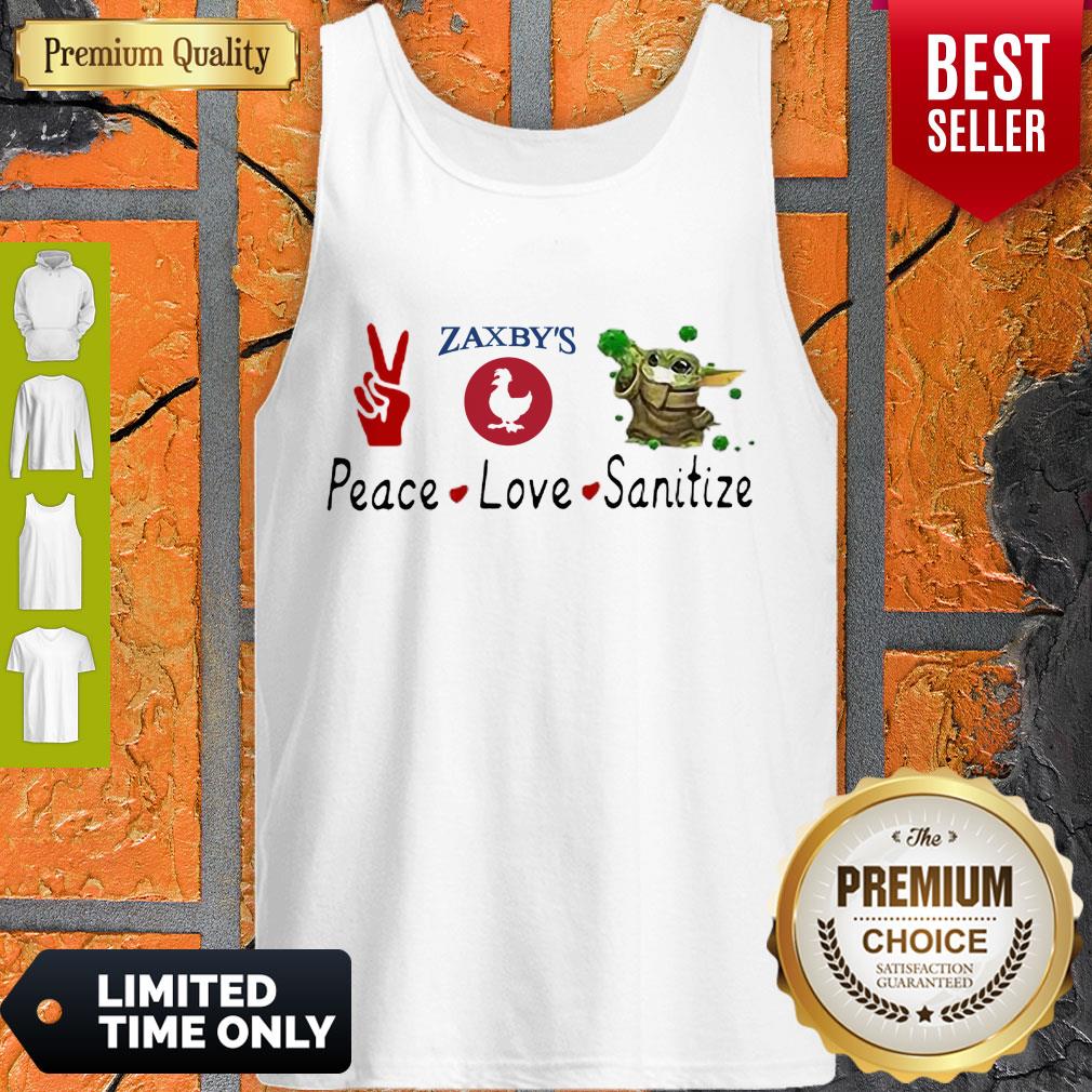 Awesome Peace Love Sanitize Zaxbys Baby Yoda Shirt