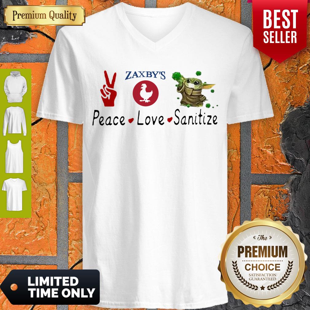 Awesome Peace Love Sanitize Zaxbys Baby Yoda Shirt