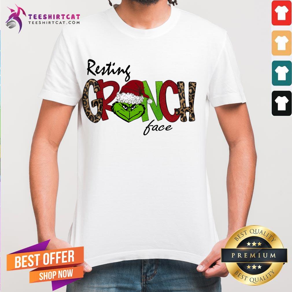 Awesome Xmas Resting Grinch Santa Face Christmas Shirt