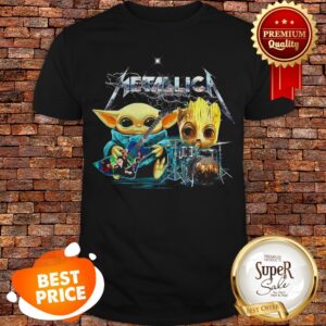 Metallica Baby Yoda And Baby Groot Play Guitar Drummer Shirt