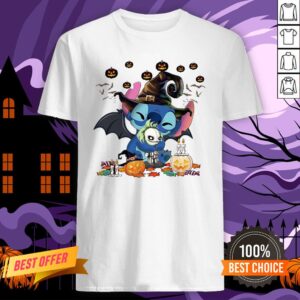 Stitch Witch Hug Jack Skellington Halloween Pumpkin Shirt