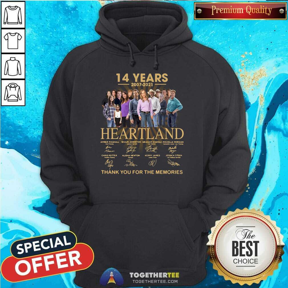 Cute 14 Years Heartland Thank You For The Memories Signatures Shirt