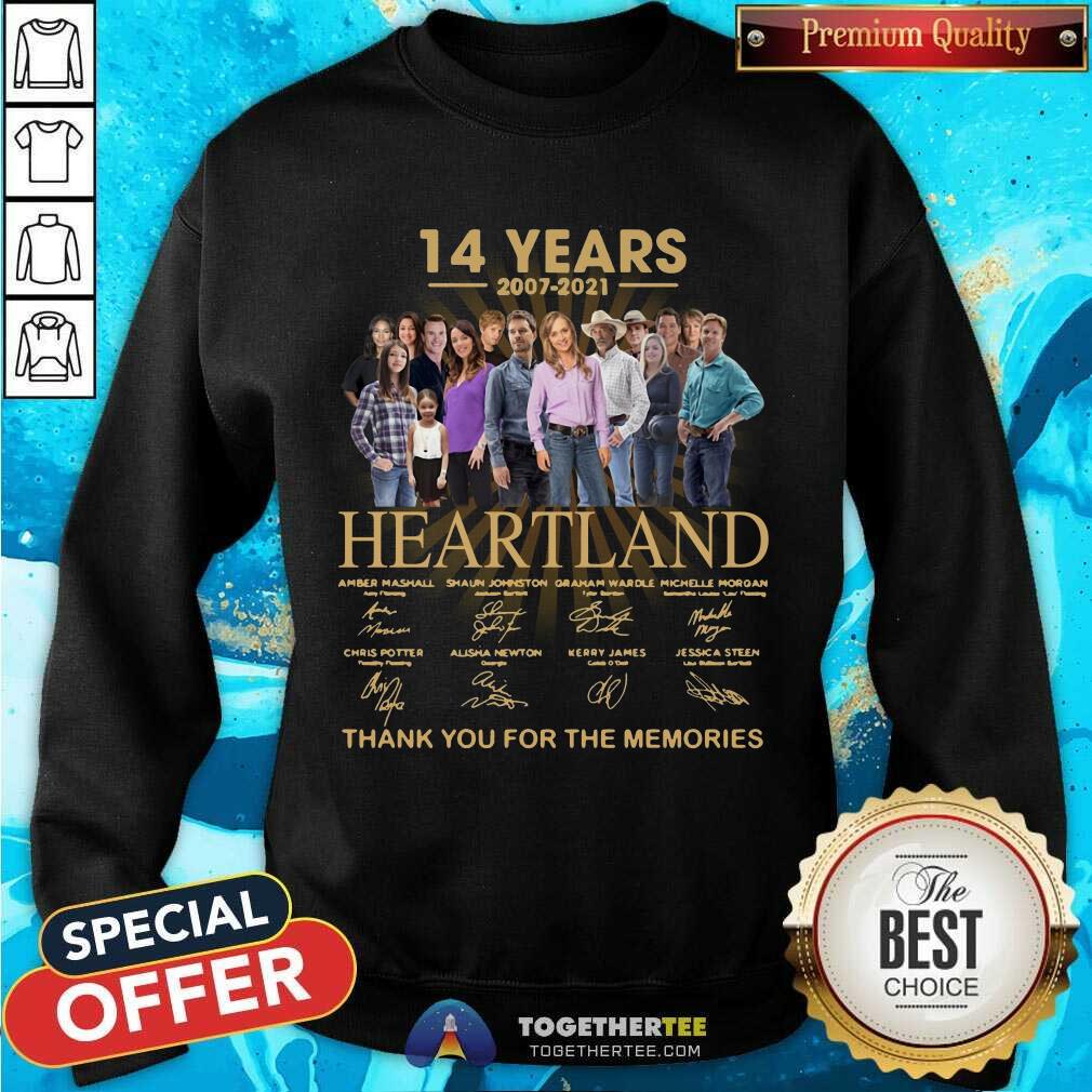 Cute 14 Years Heartland Thank You For The Memories Signatures Shirt
