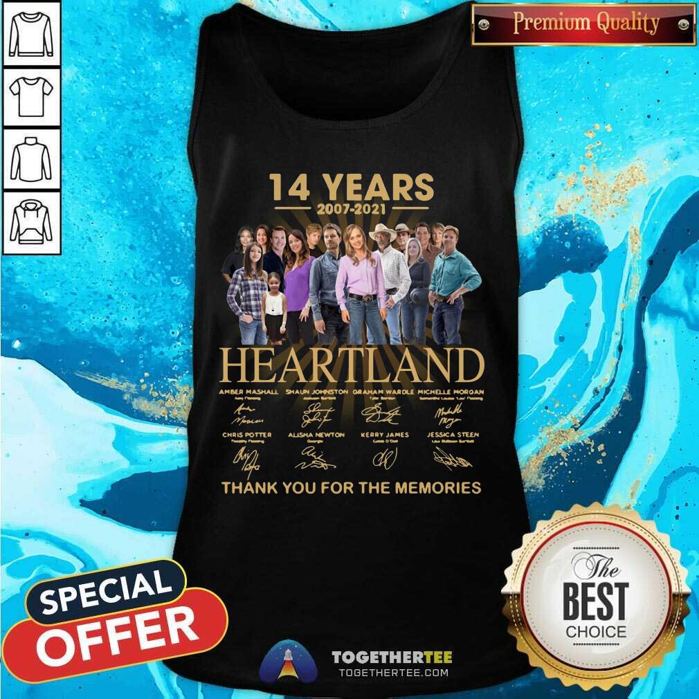 Cute 14 Years Heartland Thank You For The Memories Signatures Shirt
