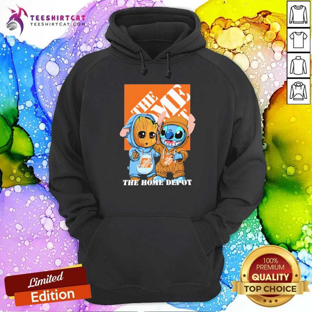 Cute Baby Groot And Stitch The Home Depot Logo Shirt