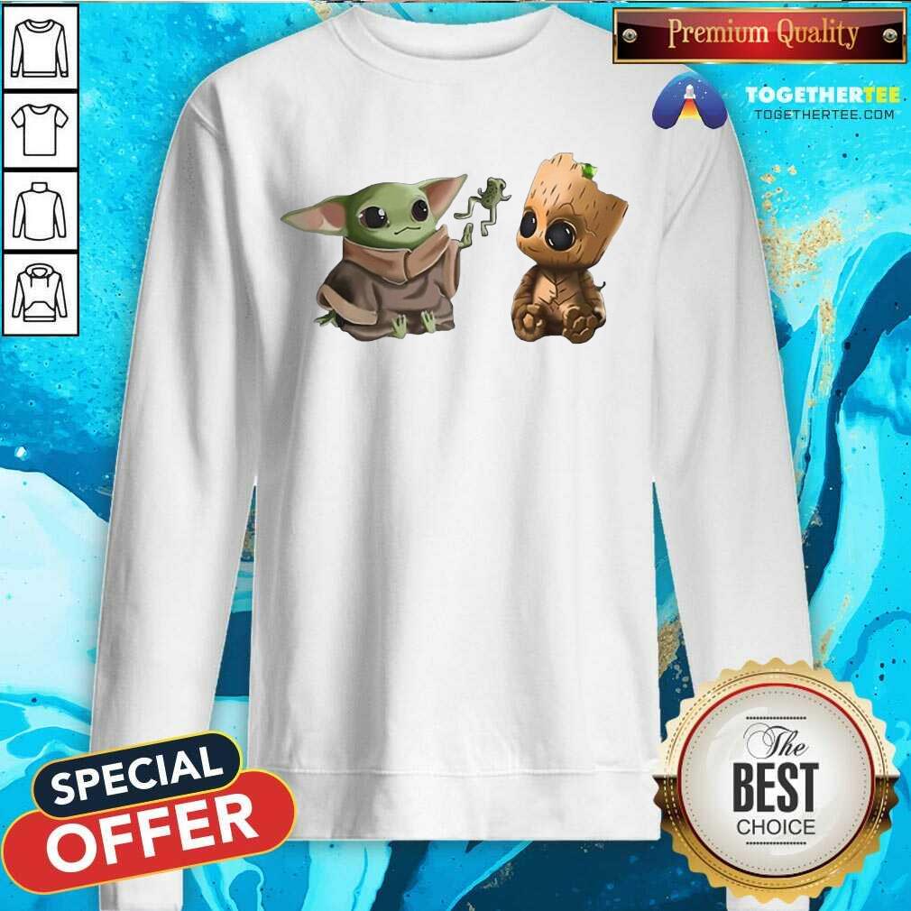 Cute Baby Yoda And Baby Groot Frog Shirt