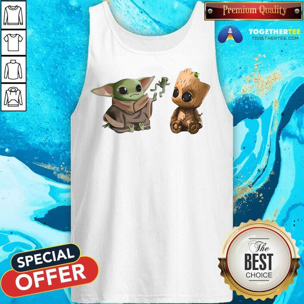 Cute Baby Yoda And Baby Groot Frog Shirt