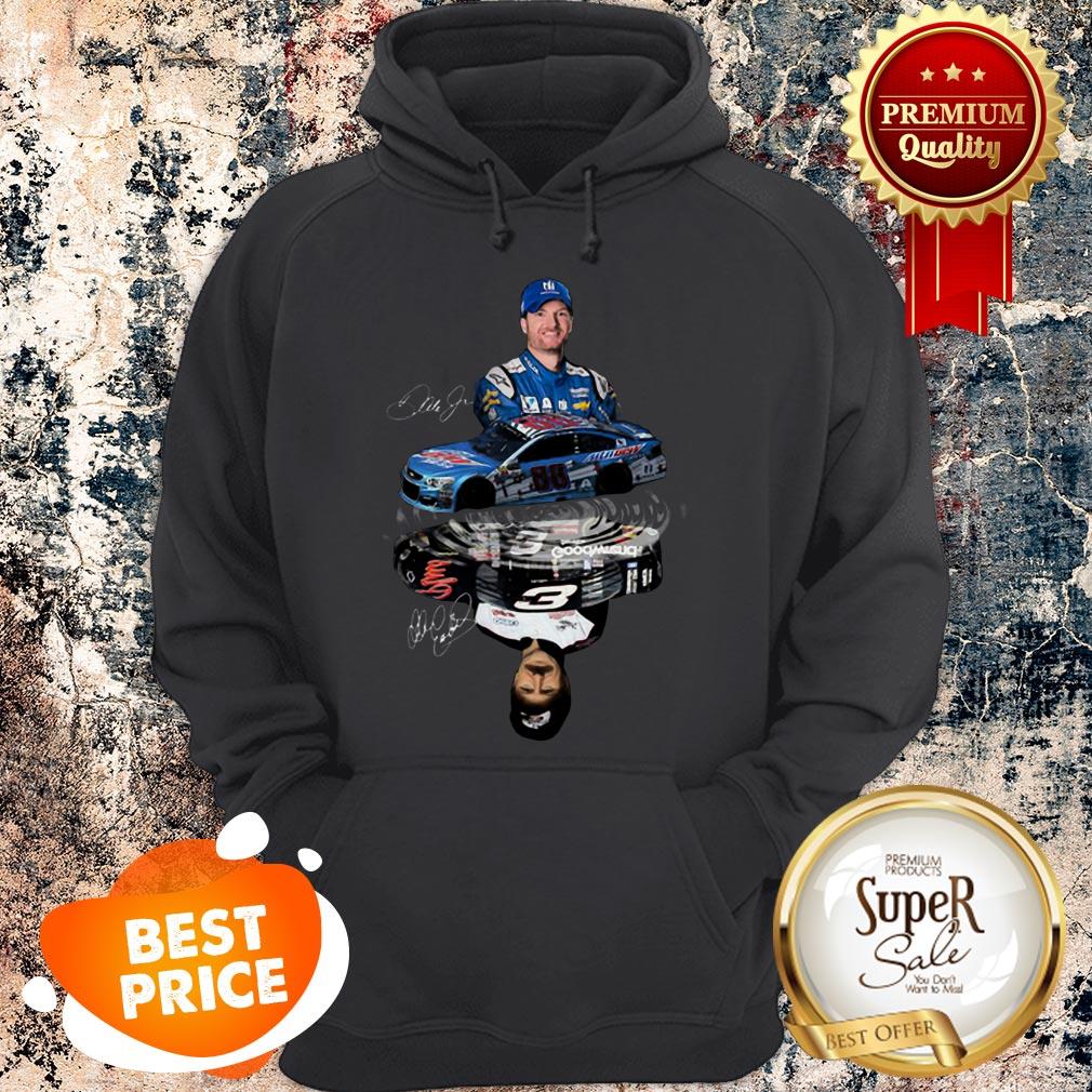 Dale Earnhardt Jr With Cars Reflection Water Mirror Signature Shirt
