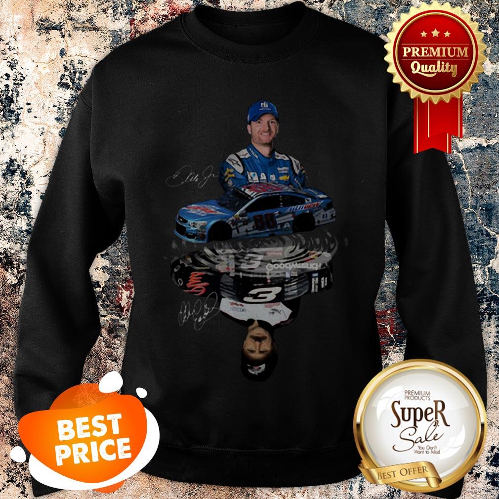 Dale Earnhardt Jr With Cars Reflection Water Mirror Signature Shirt