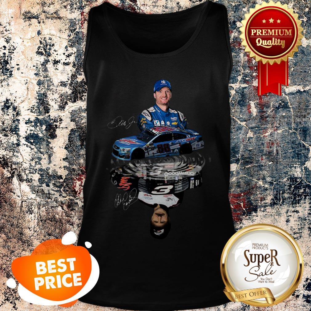 Dale Earnhardt Jr With Cars Reflection Water Mirror Signature Shirt