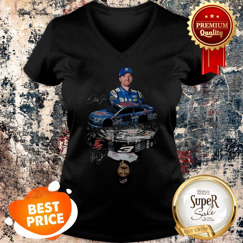 Dale Earnhardt Jr With Cars Reflection Water Mirror Signature Shirt