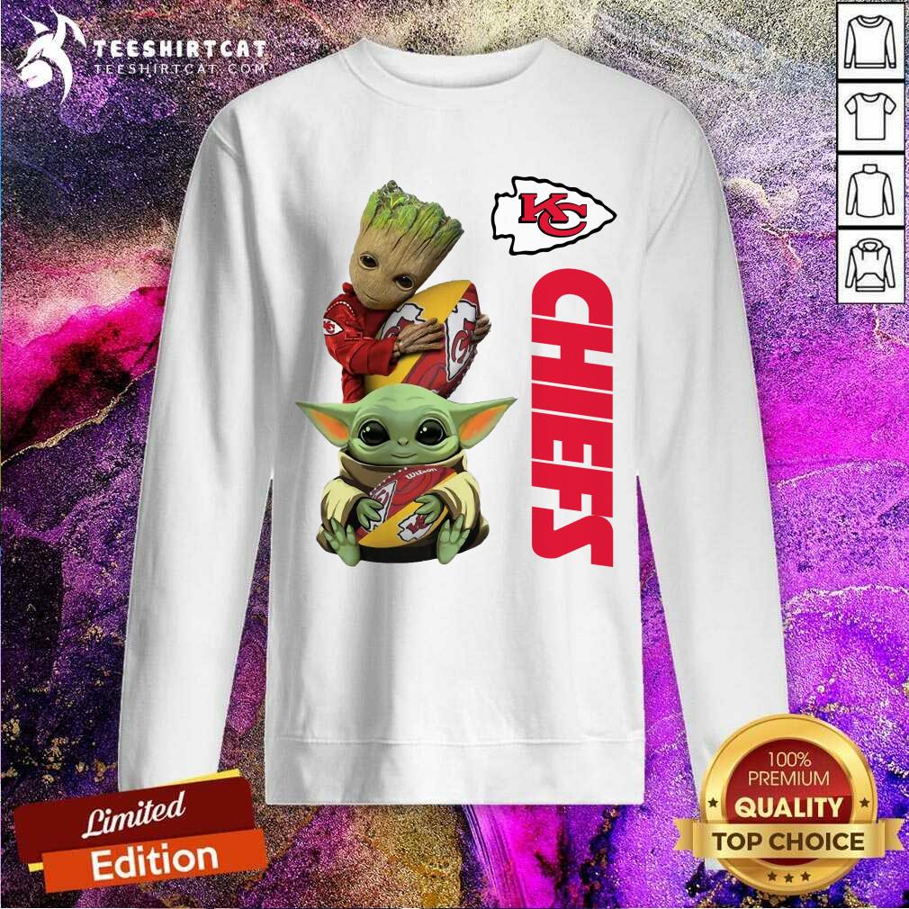 Good Baby Yoda And Baby Groot Hug Football Kansas City Chiefs Shirt