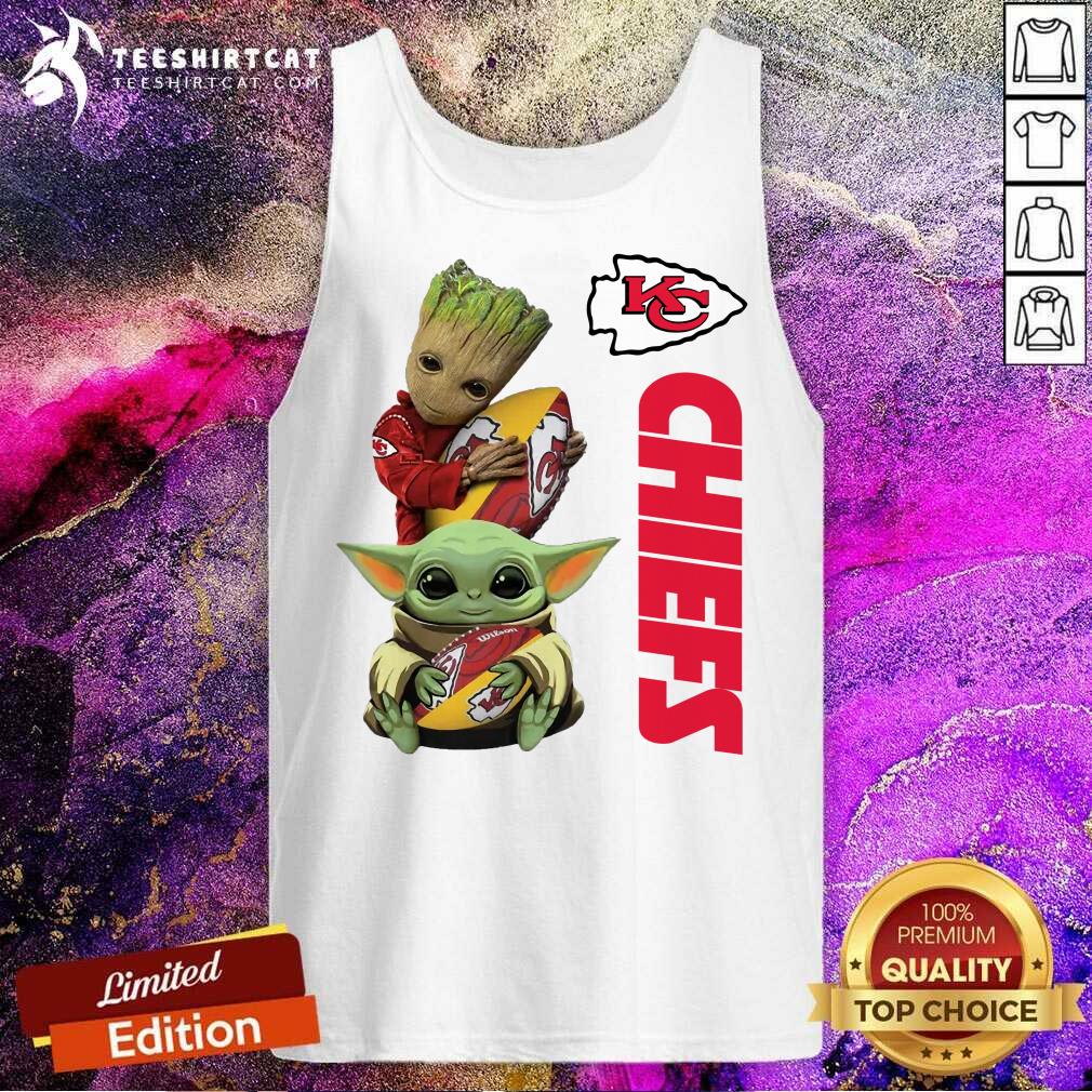 Good Baby Yoda And Baby Groot Hug Football Kansas City Chiefs Shirt