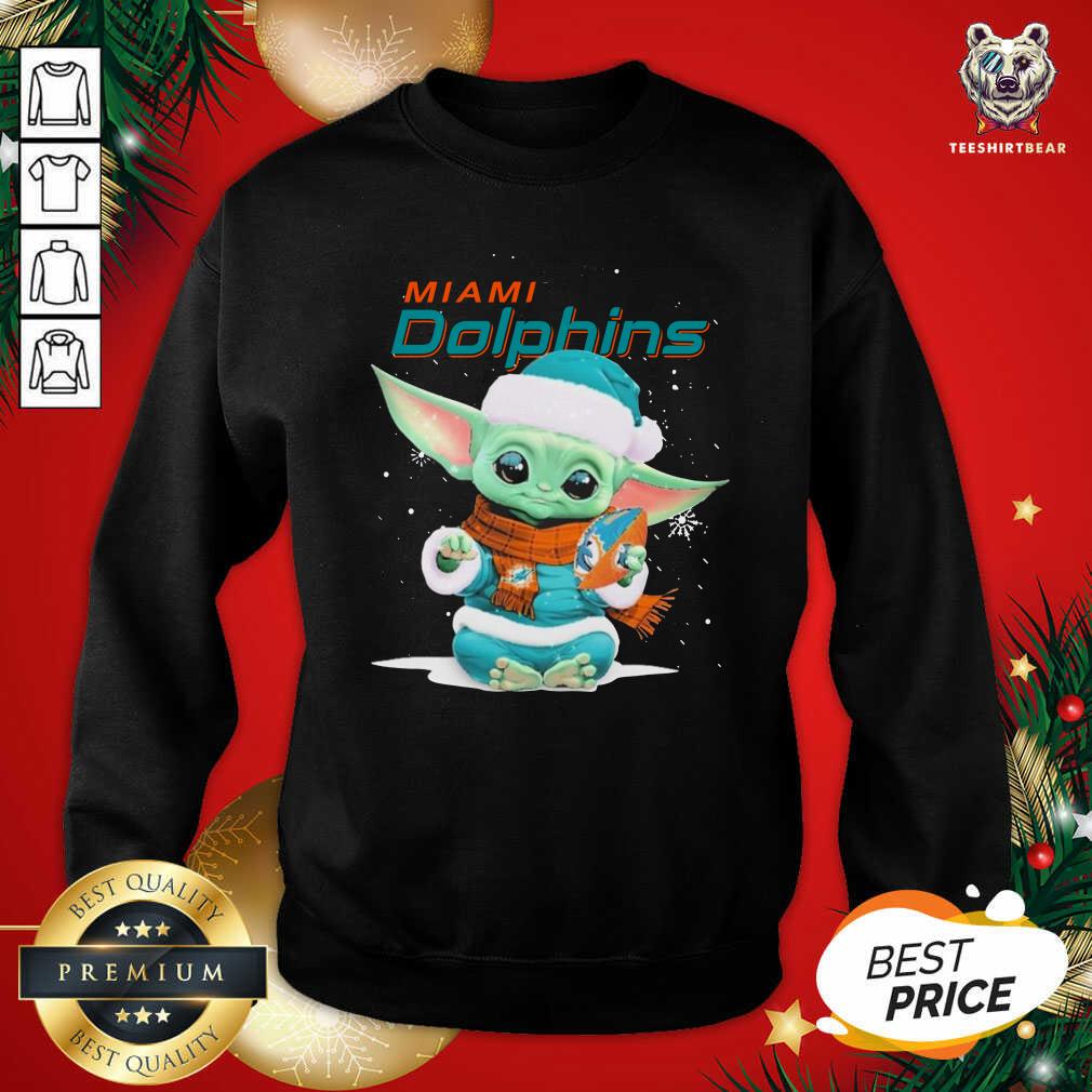 Good Baby Yoda Play Rugby Miami Dolphins Merry Christmas Shirt