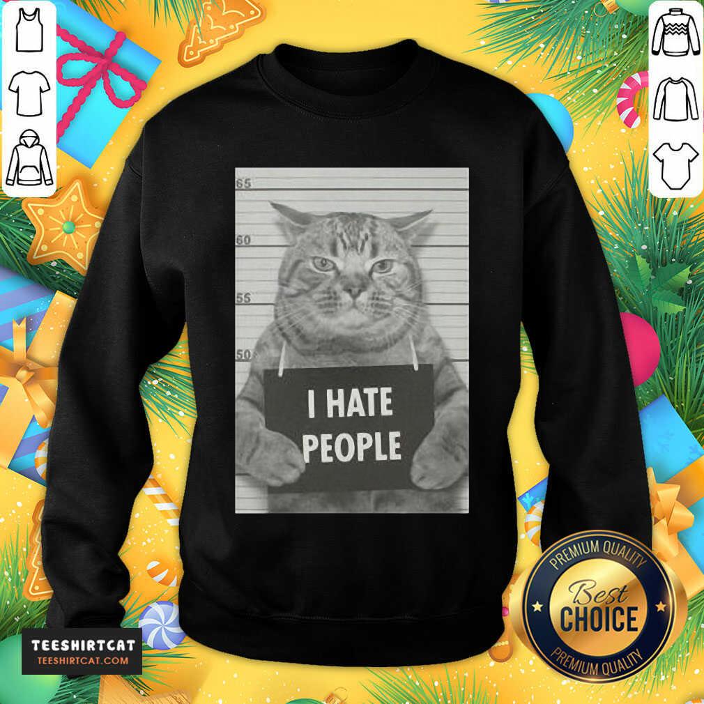 Good I Hate People Cat Mug Shot Shirt