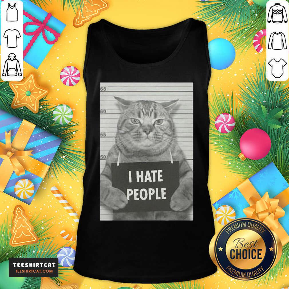 Good I Hate People Cat Mug Shot Shirt