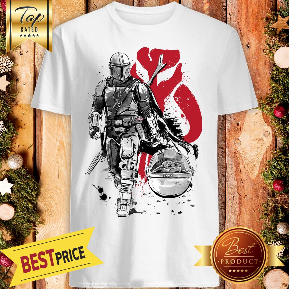 Good The Mandalorian Lone Hunter And Cub Baby Yoda Shirt