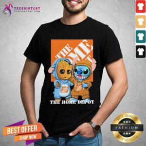 Cute Baby Groot And Stitch The Home Depot Logo Shirt