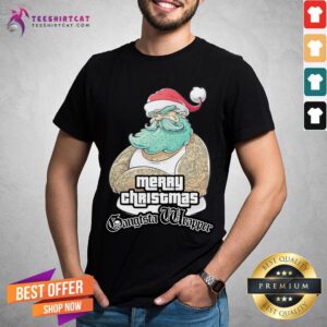 Nice Gangsta Wrapper Merry Christmas Holidays Gamer Gangsta Wrapper T-Shirt