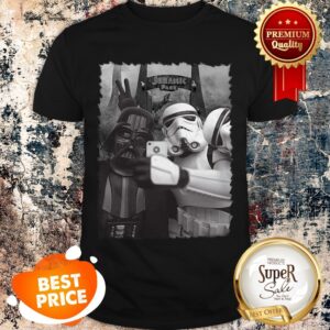 Nice Darth Vader And Stormtroopers Selfie In Jurassic Park Shirt