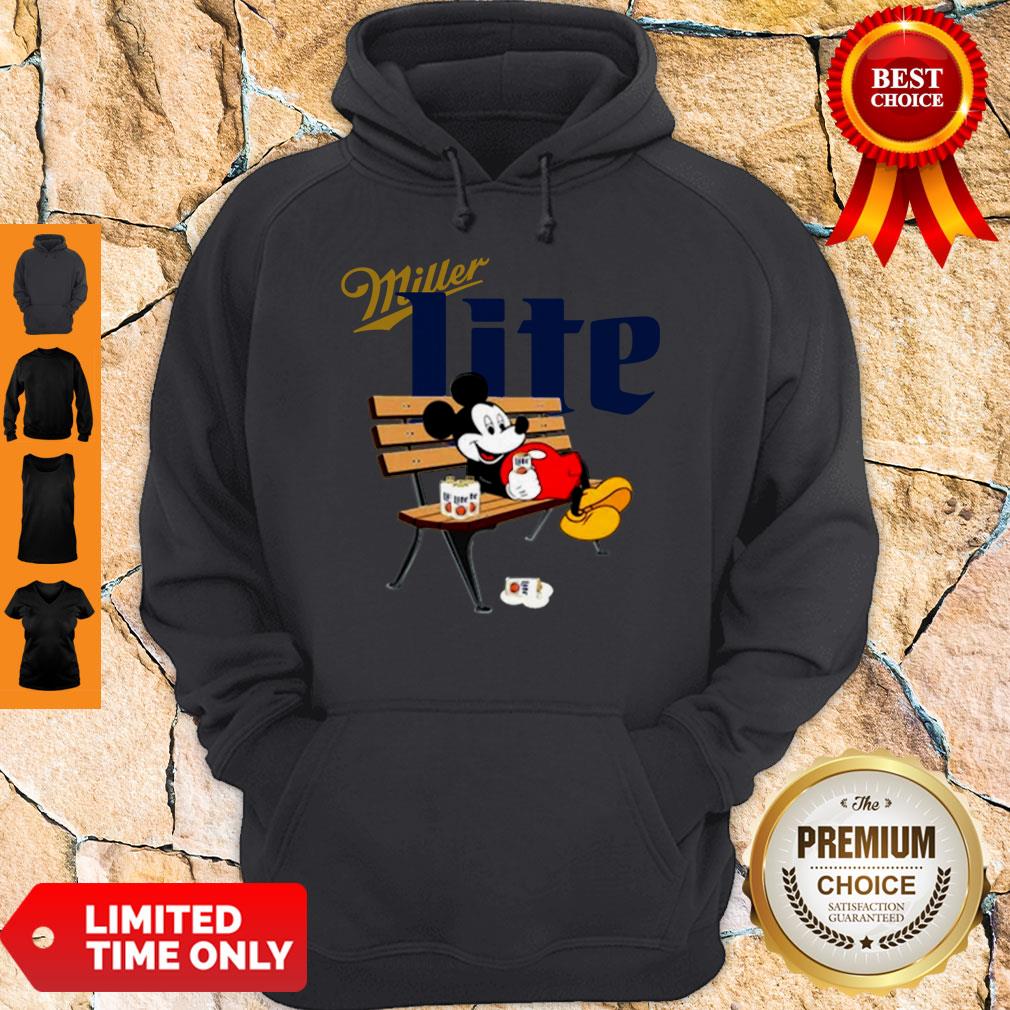 Mickey Mouse Drinking Miller Lite On Park Bench Shirt