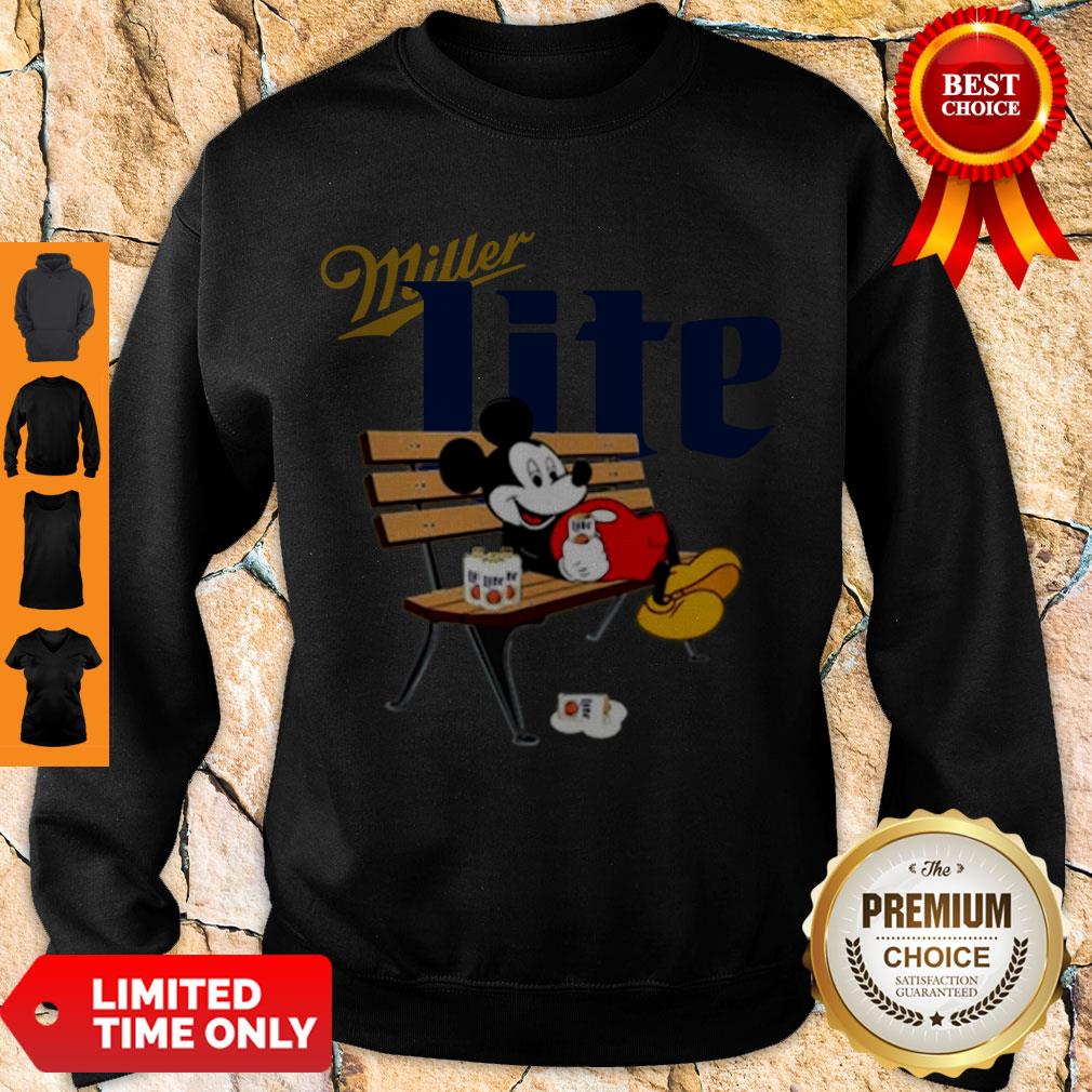 Mickey Mouse Drinking Miller Lite On Park Bench Shirt