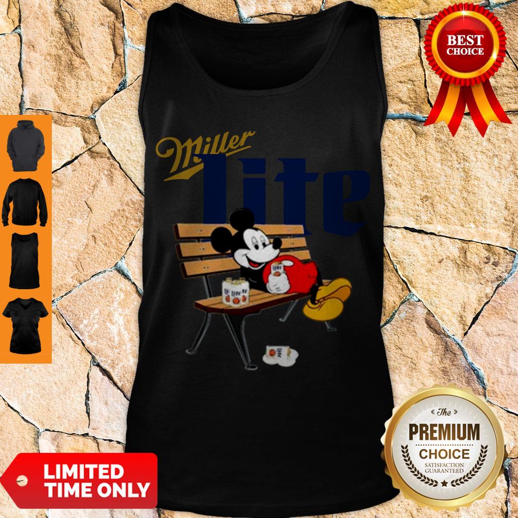Mickey Mouse Drinking Miller Lite On Park Bench Shirt