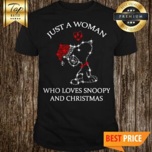 Just A Women Who Loves Snoopy And Christmas Twinkle Shirt