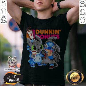 Official Stitch And Toothless Hug Dunkin Donuts Shirt