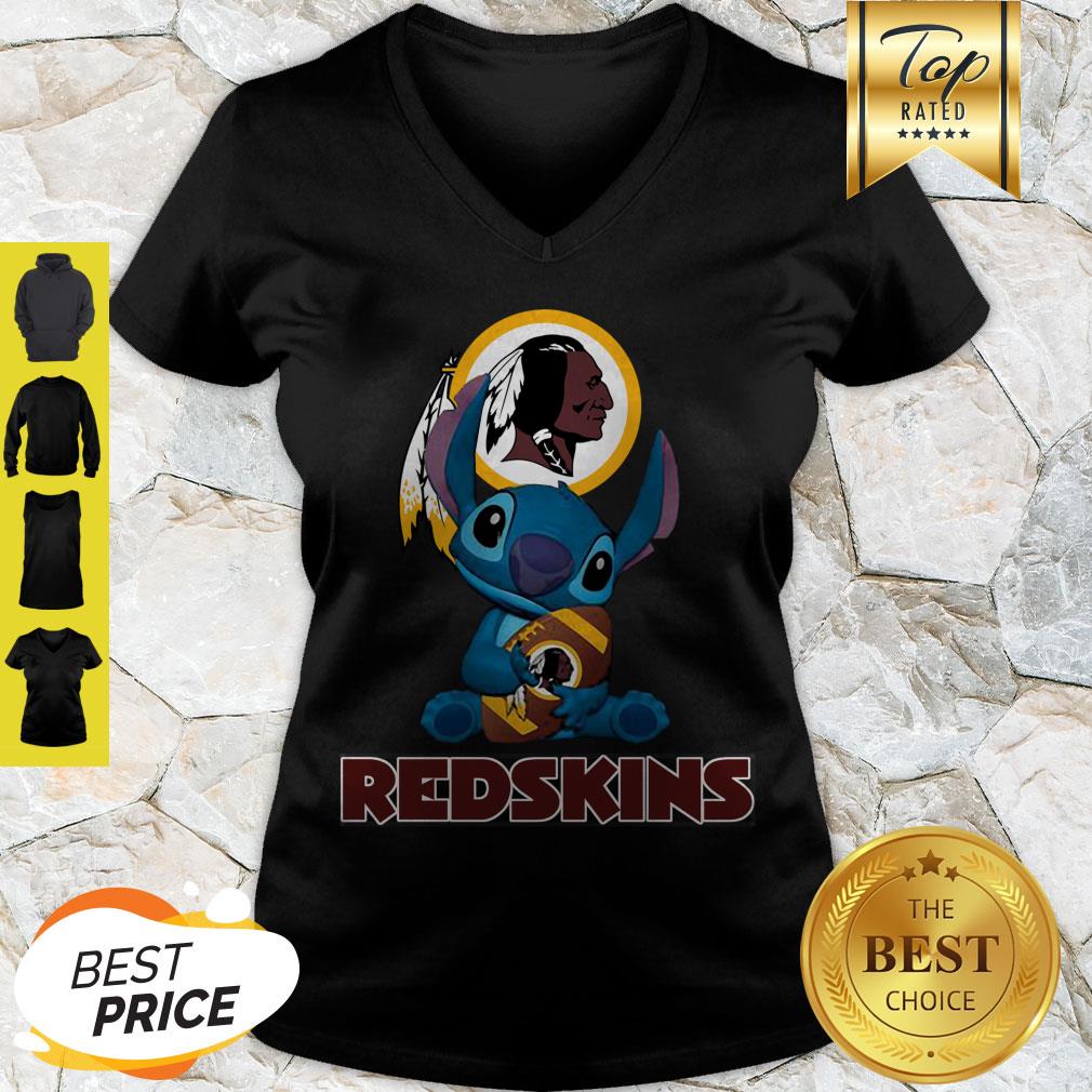 Nice Disney Stitch Hug Washington Redskins Logo Shirt