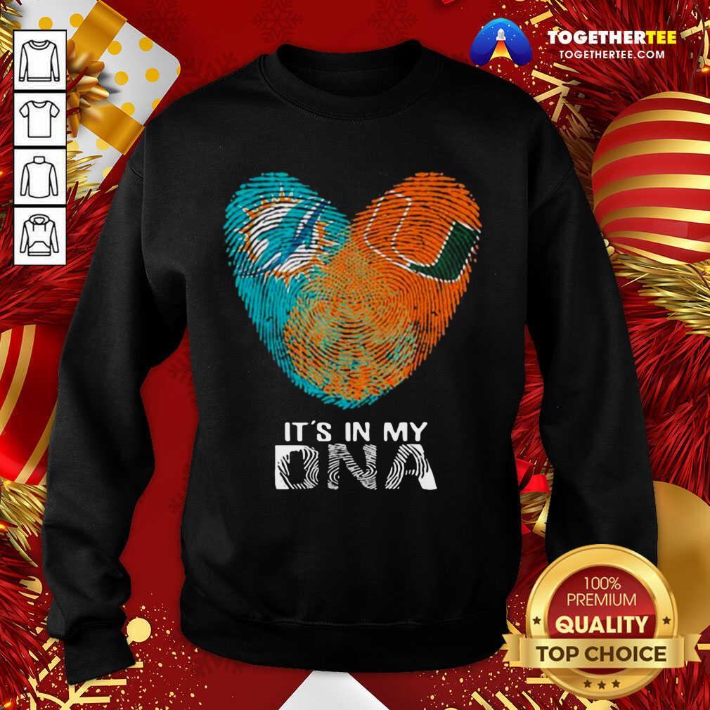 Nice Dolphins Hurricanes It’s In My Dna Heart Fingerprints Shirt