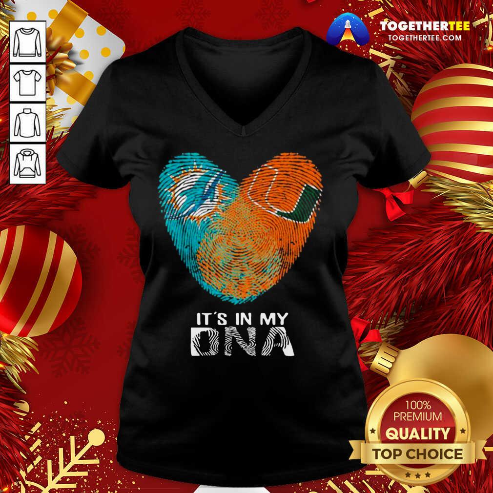 Nice Dolphins Hurricanes It’s In My Dna Heart Fingerprints Shirt