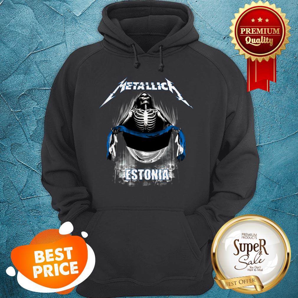 Nice Skeleton Metallica Mashup Estonia Flag Shirt