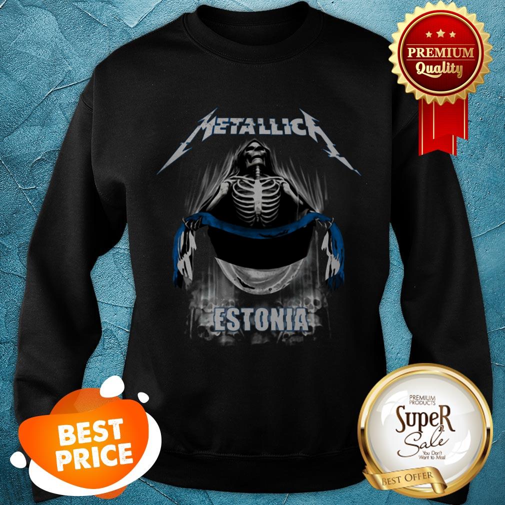 Nice Skeleton Metallica Mashup Estonia Flag Shirt