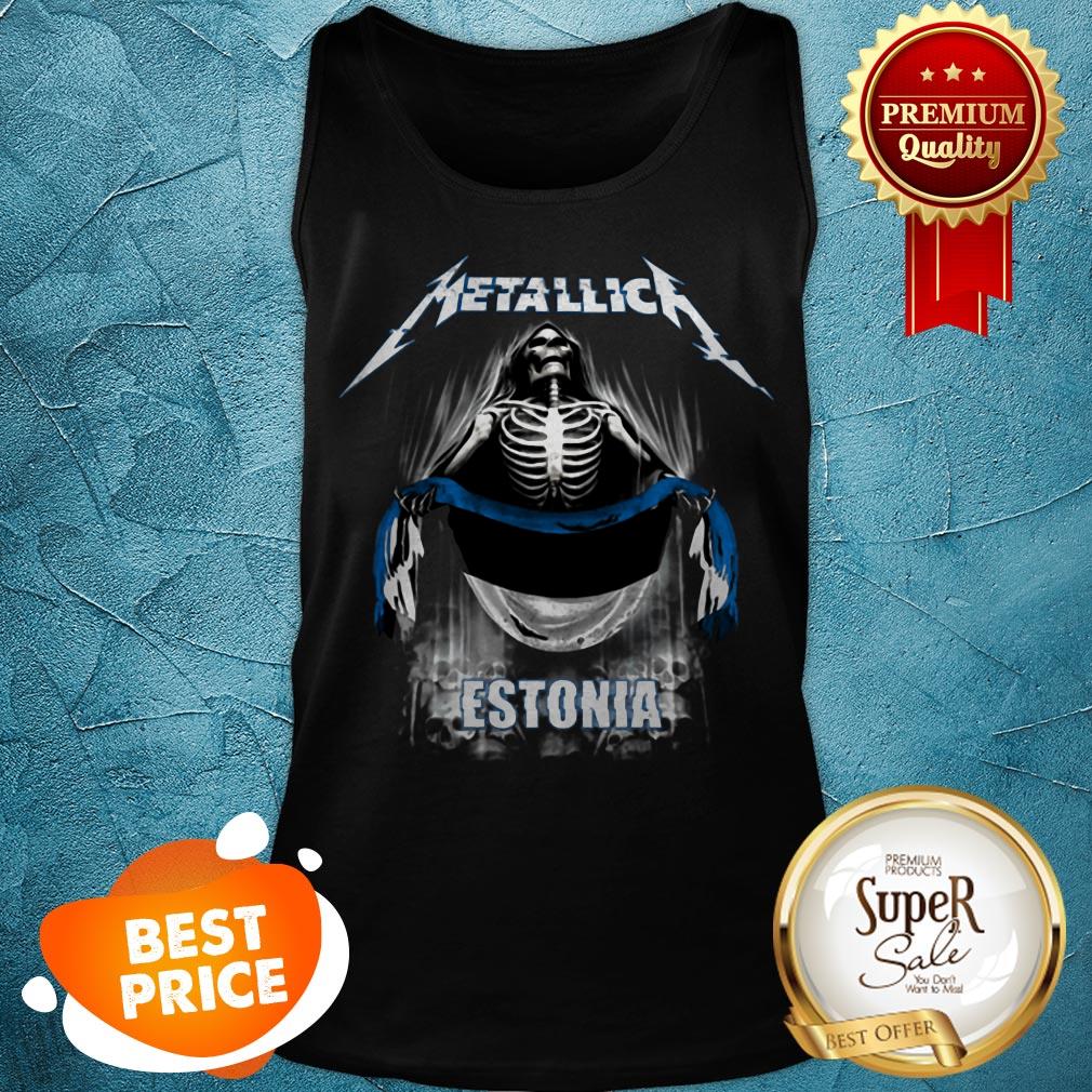 Nice Skeleton Metallica Mashup Estonia Flag Shirt