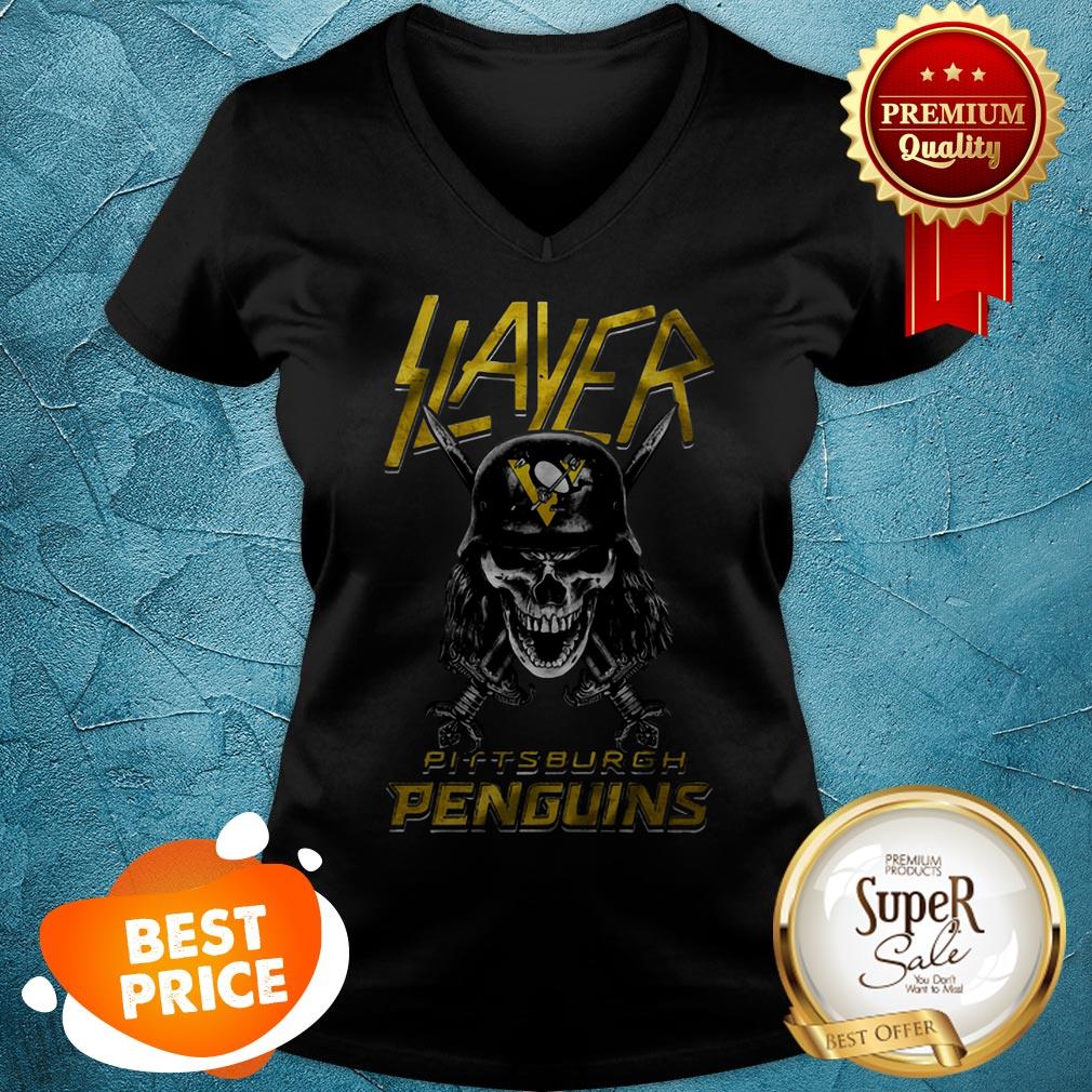 Nice Skull Slayer Pittsburgh Penguins Logo Shirt