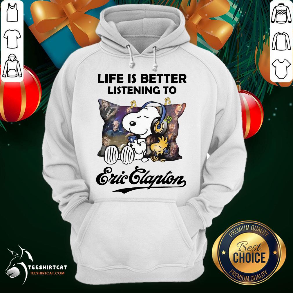 Nice Snoopy And Woodstock Life Is Better Listening To Eric Clapton Shirt