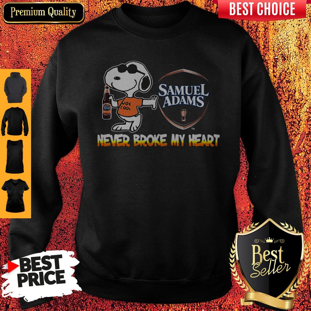 Nice Snoopy Samuel Adams Beer Never Broke My Heart Shirt
