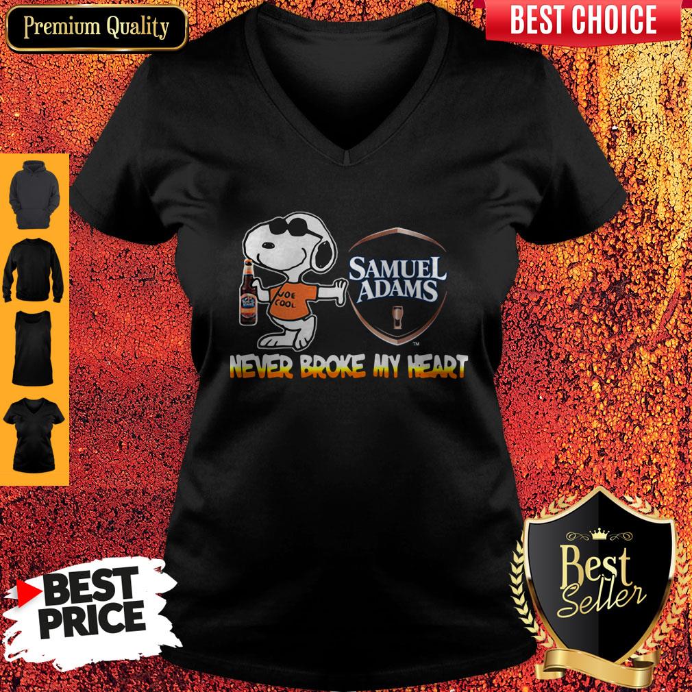 Nice Snoopy Samuel Adams Beer Never Broke My Heart Shirt
