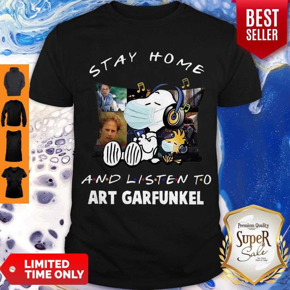 Premium Snoopy Woodstock Mask Stay Home And Listen To Art Garfunkel Shirt