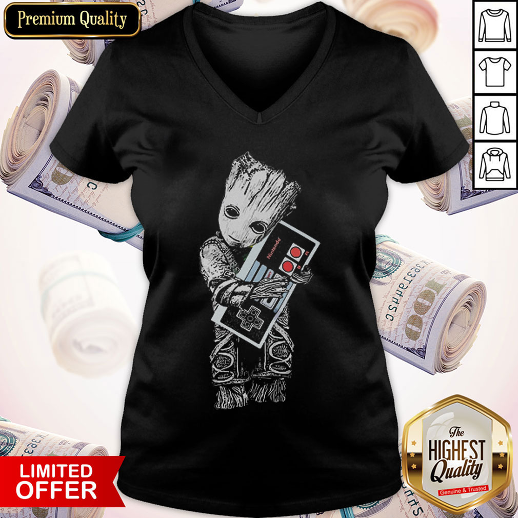 Official Baby Groot Hug Nintendo Shirt