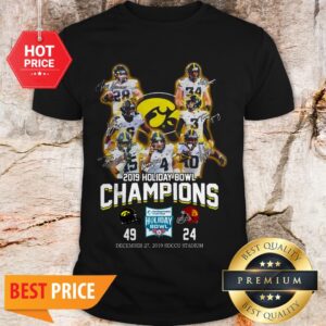 Iowa Hawkeyes 2019 Holiday Bowl Champions Signatures 49 24 Shirt