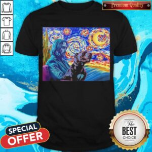 Awesome John Wick And Dog Starry Night Shirt