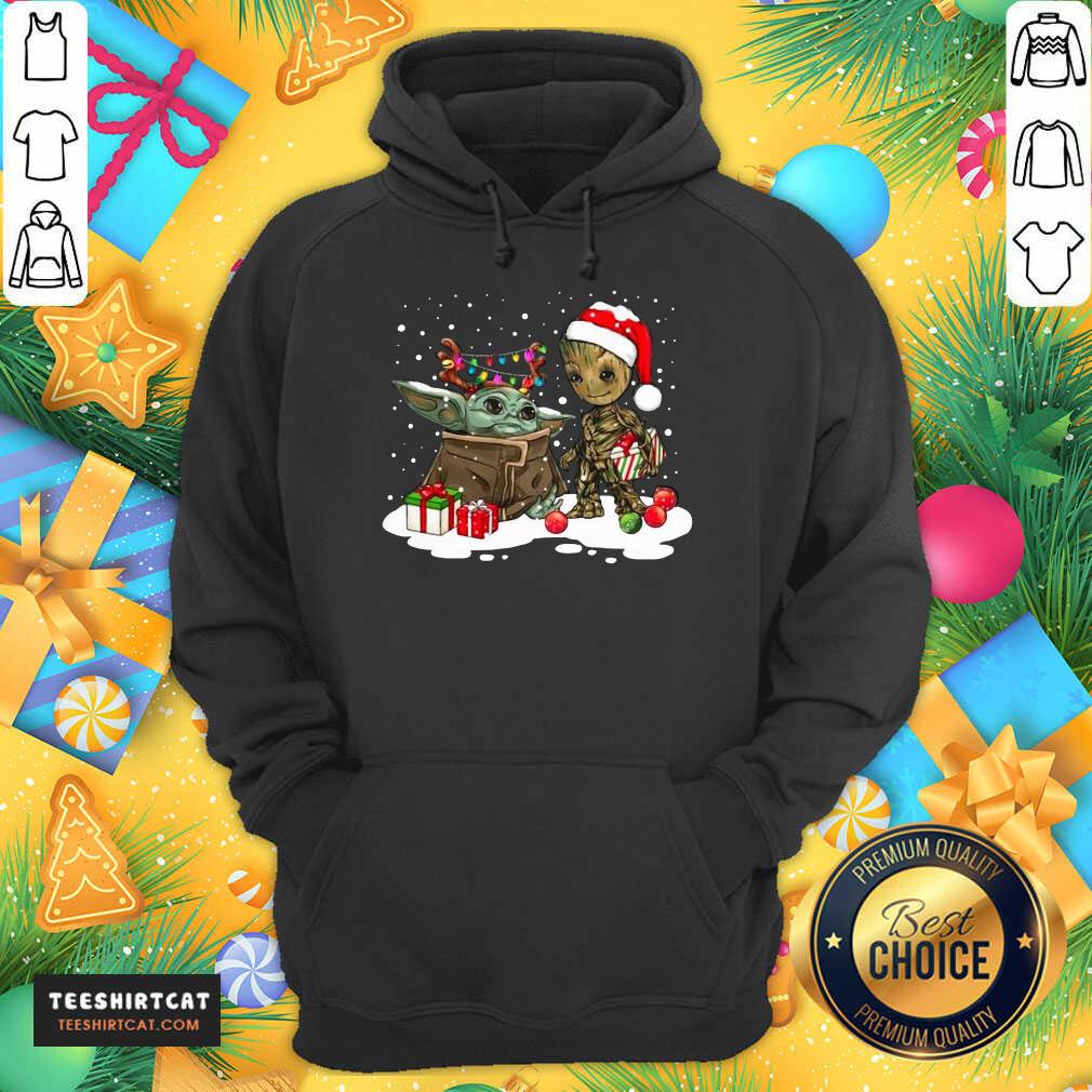 Perfect Christmas Collection Baby Yoda And Groot Santa Christmas Light Shirt