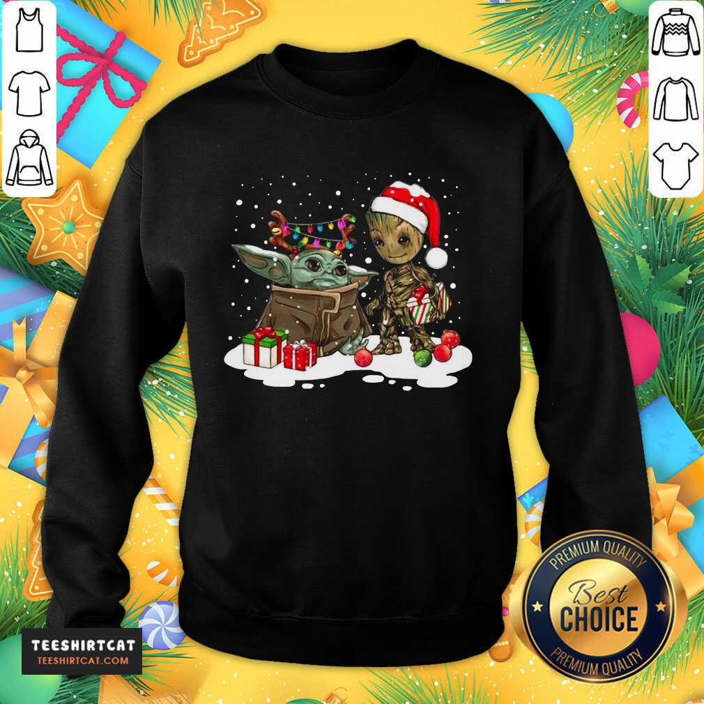 Perfect Christmas Collection Baby Yoda And Groot Santa Christmas Light Shirt