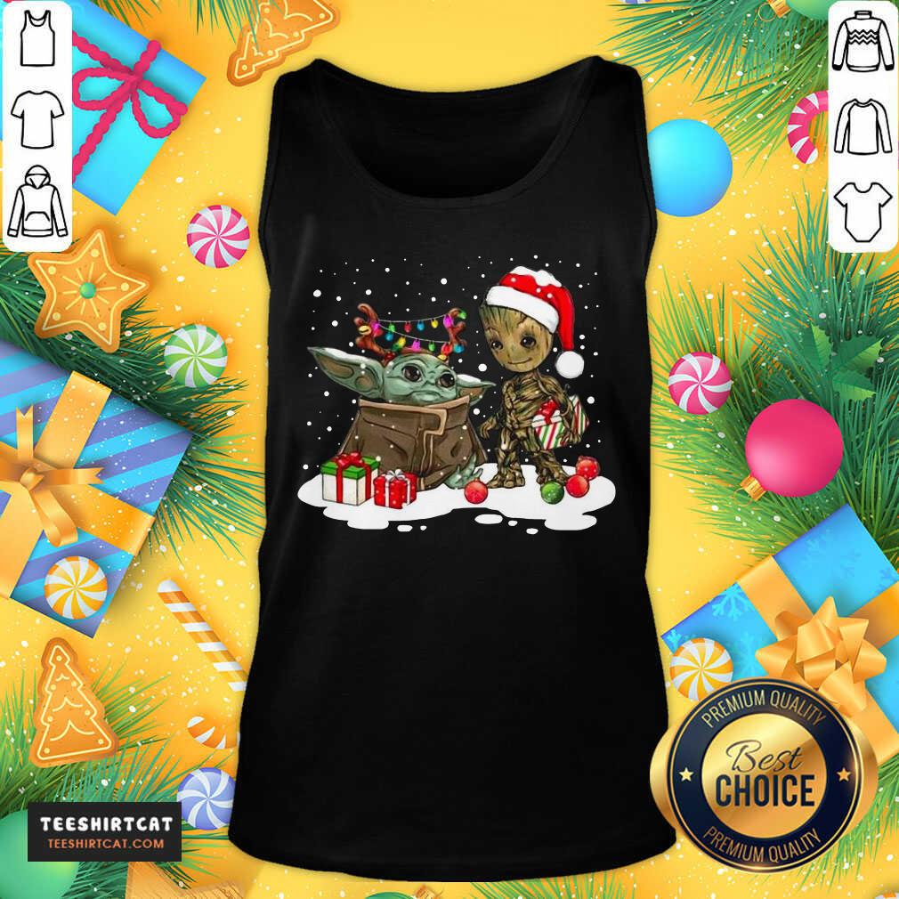 Perfect Christmas Collection Baby Yoda And Groot Santa Christmas Light Shirt