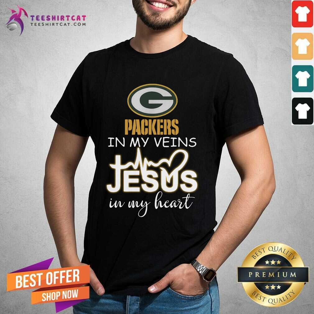 Premium Green Bay Packers In My Veins Jesus In My Heart Shirt