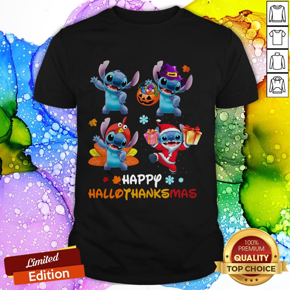 Premium Stitch Happy Hallothanksmas Pumpkin Shirt
