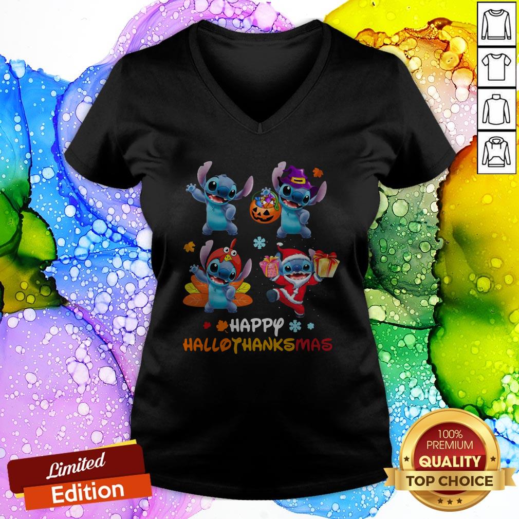 Premium Stitch Happy Hallothanksmas Pumpkin Shirt