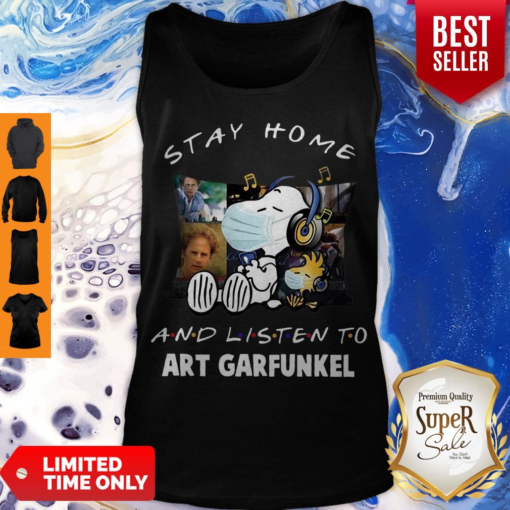 Premium Snoopy Woodstock Mask Stay Home And Listen To Art Garfunkel Shirt